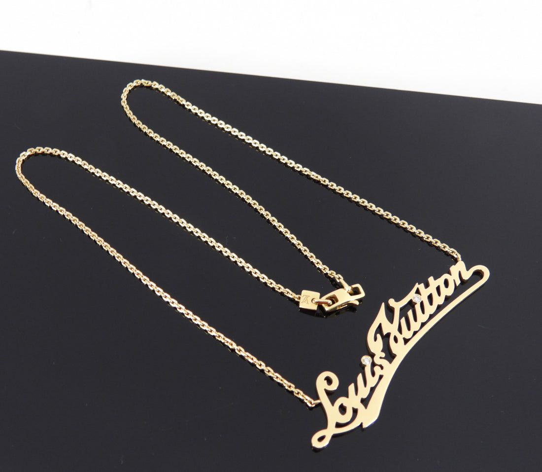 Louis Vuitton 18k Yellow Gold Diamond Signature Necklace