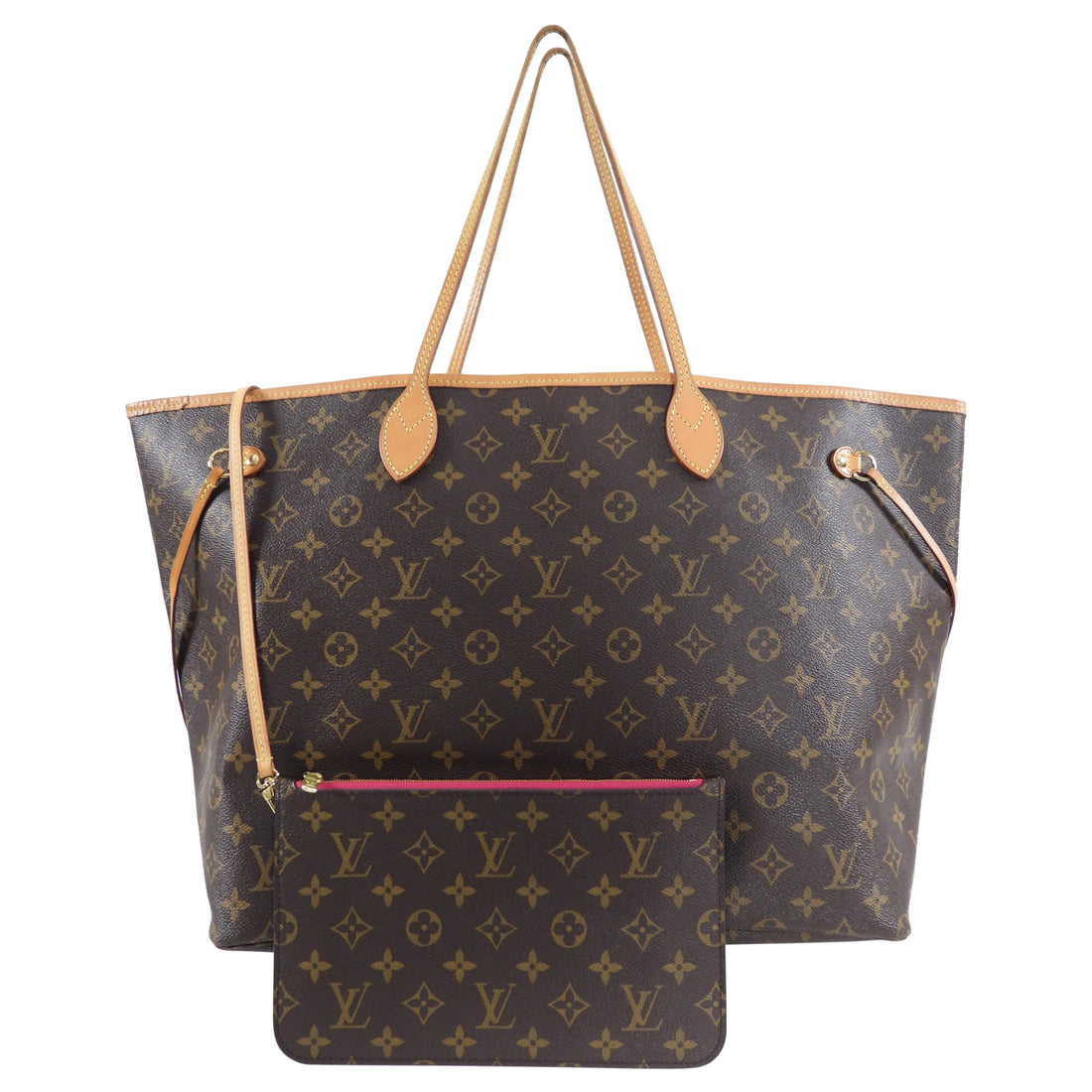 Louis Vuitton Monogram Neverfull GM Large Tote Bag and Pouch – I