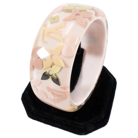 Louis Vuitton Pink and Gold Inclusion Wide Resin Bangle Bracelet