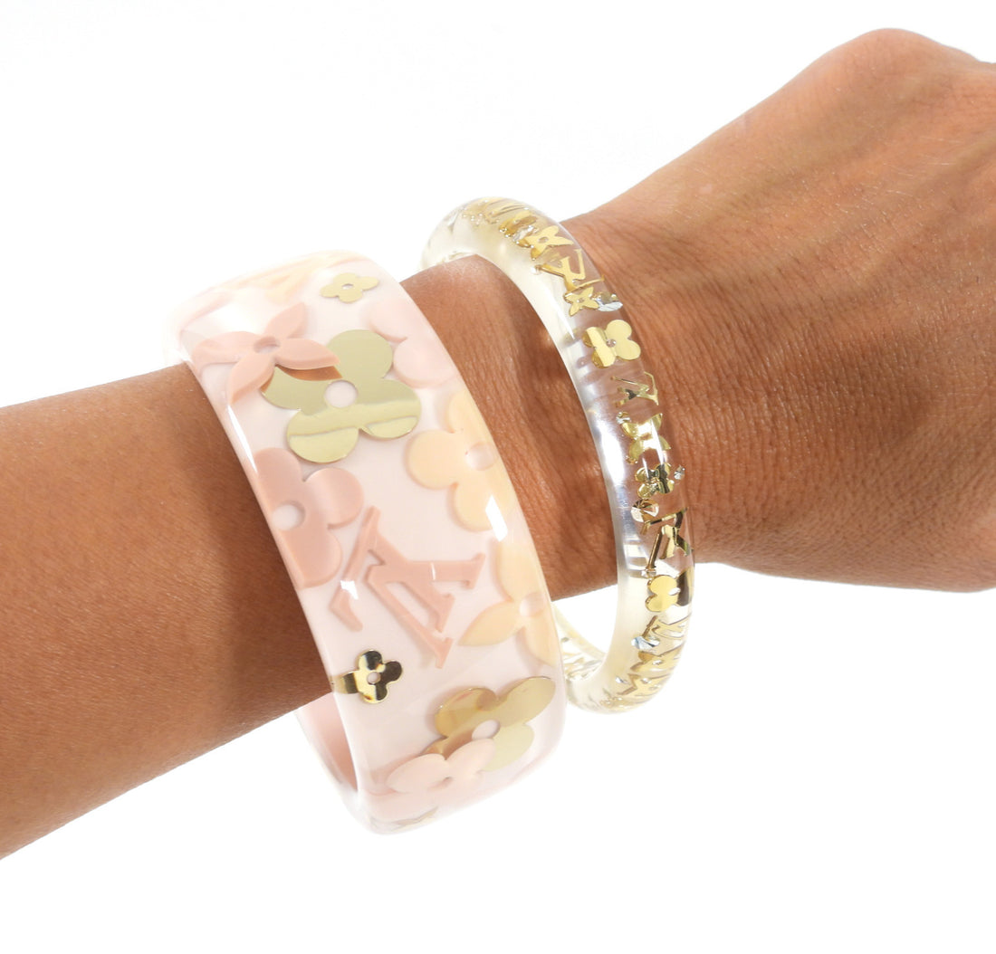 Louis Vuitton Wide Inclusion Bangle (Light Pink/Gold)