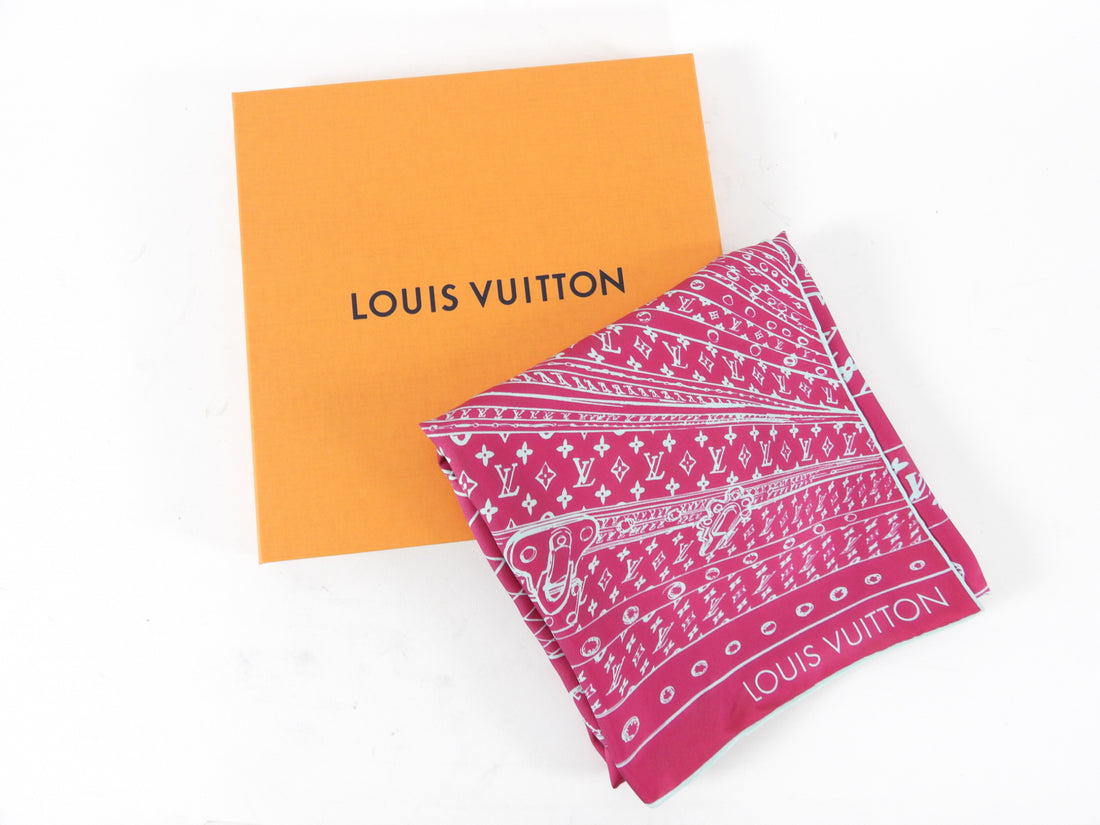 Louis Vuitton Pink Silk Trunks 65cm Scarf