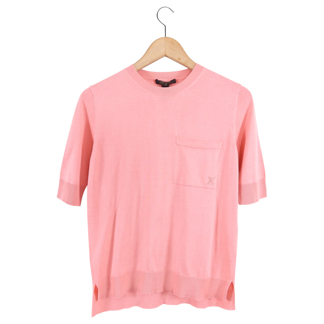 Louis Vuitton Salmon Pink Knit Short Sleeve Sweater Top - S (4/6)