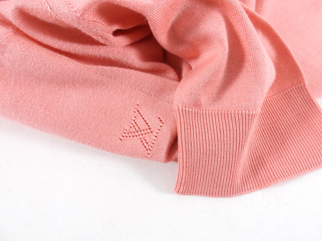 Louis Vuitton Salmon Pink Knit Short Sleeve Sweater Top - S (4/6)