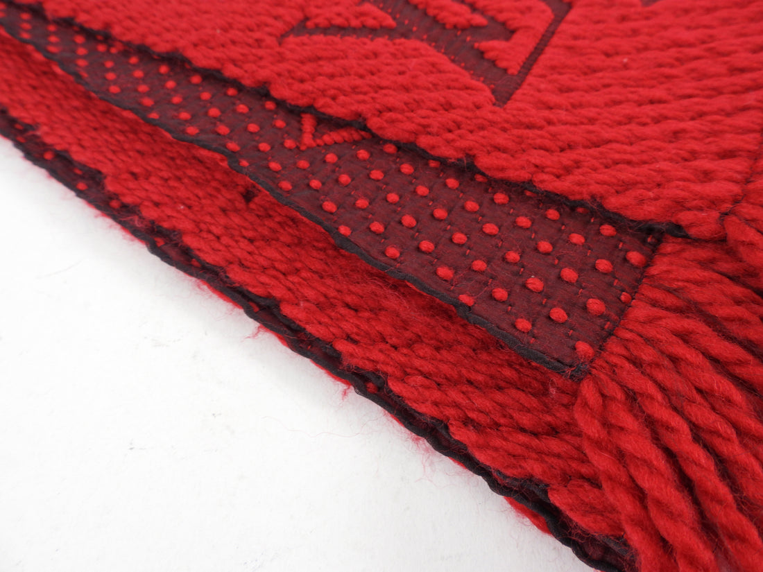 louis vuitton Monogram Wool & Silk Scarf red Tweed ref.717442