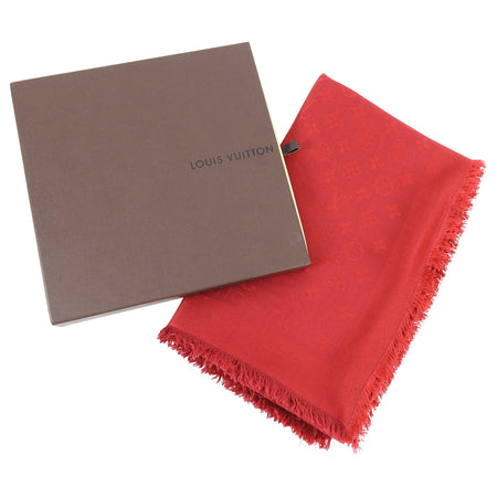 Louis Vuitton Red Monogram Jacquard Shawl Scarf