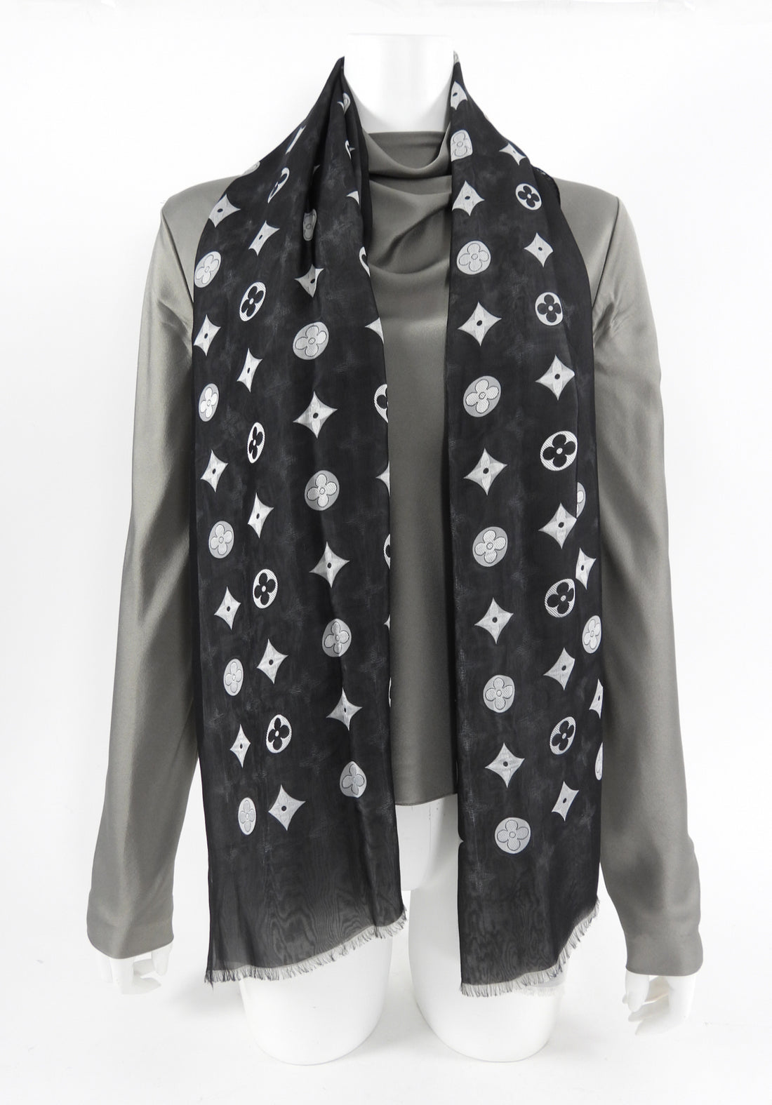 Louis Vuitton Black and Grey Layered Etoile Mahina Scarf