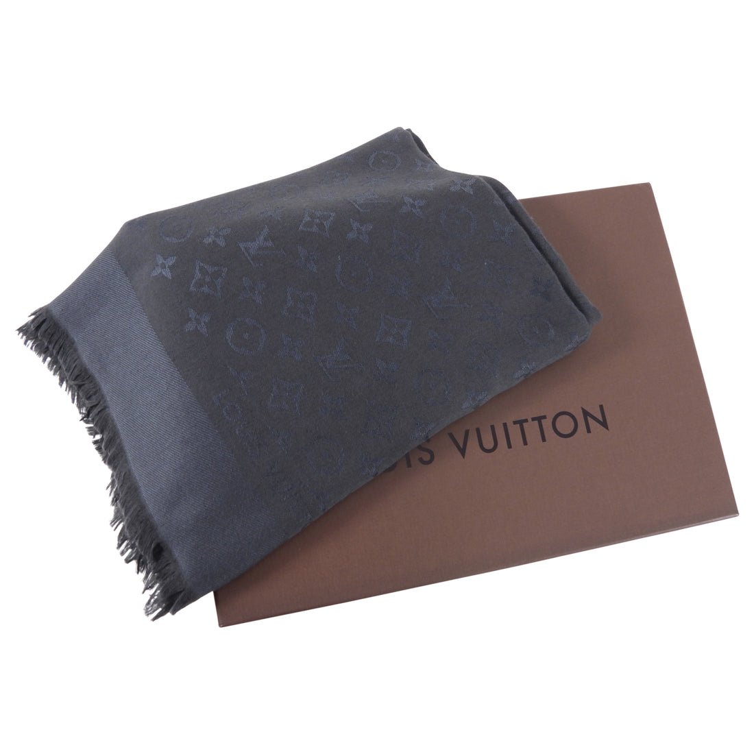 Louis Vuitton Monogram Scarf Silk/Wool Black/Grey