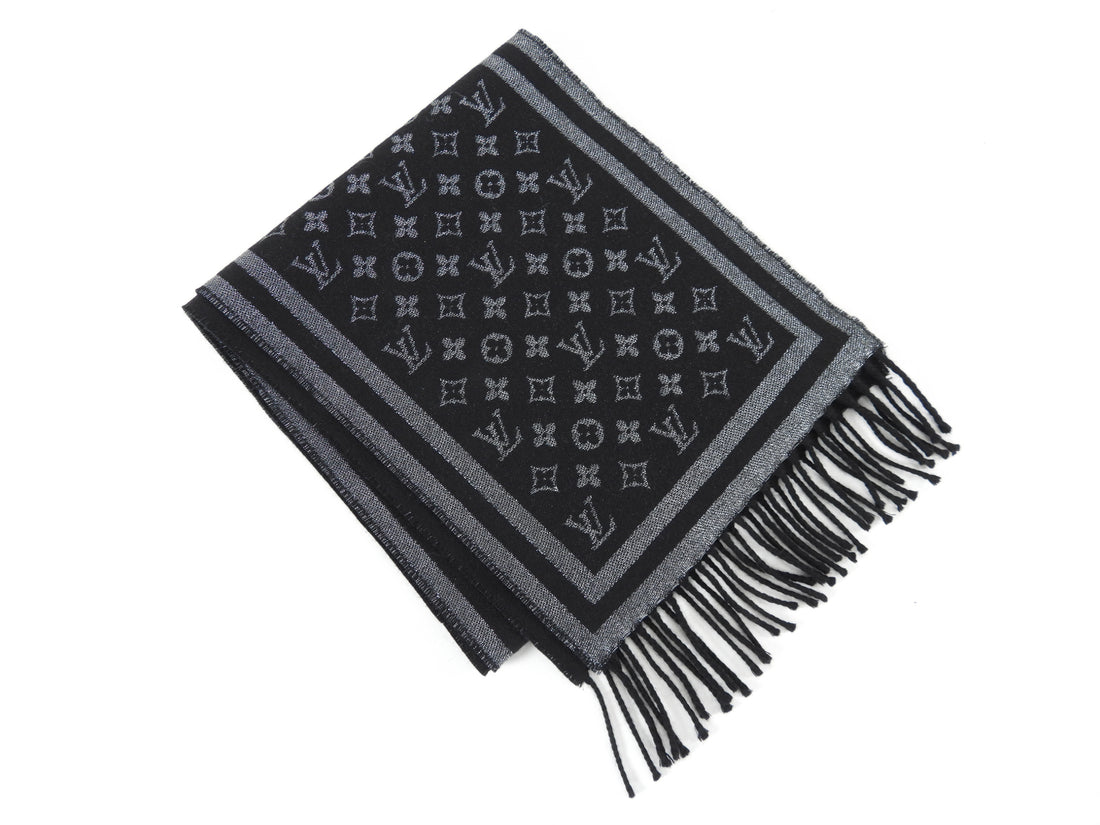 Louis Vuitton Black Silver Logomania Shine Scarf – LuxuryPromise