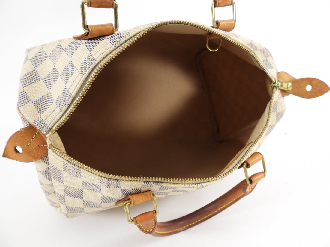 White Louis Vuitton Damier Azur Speedy 30 Boston Bag – Designer