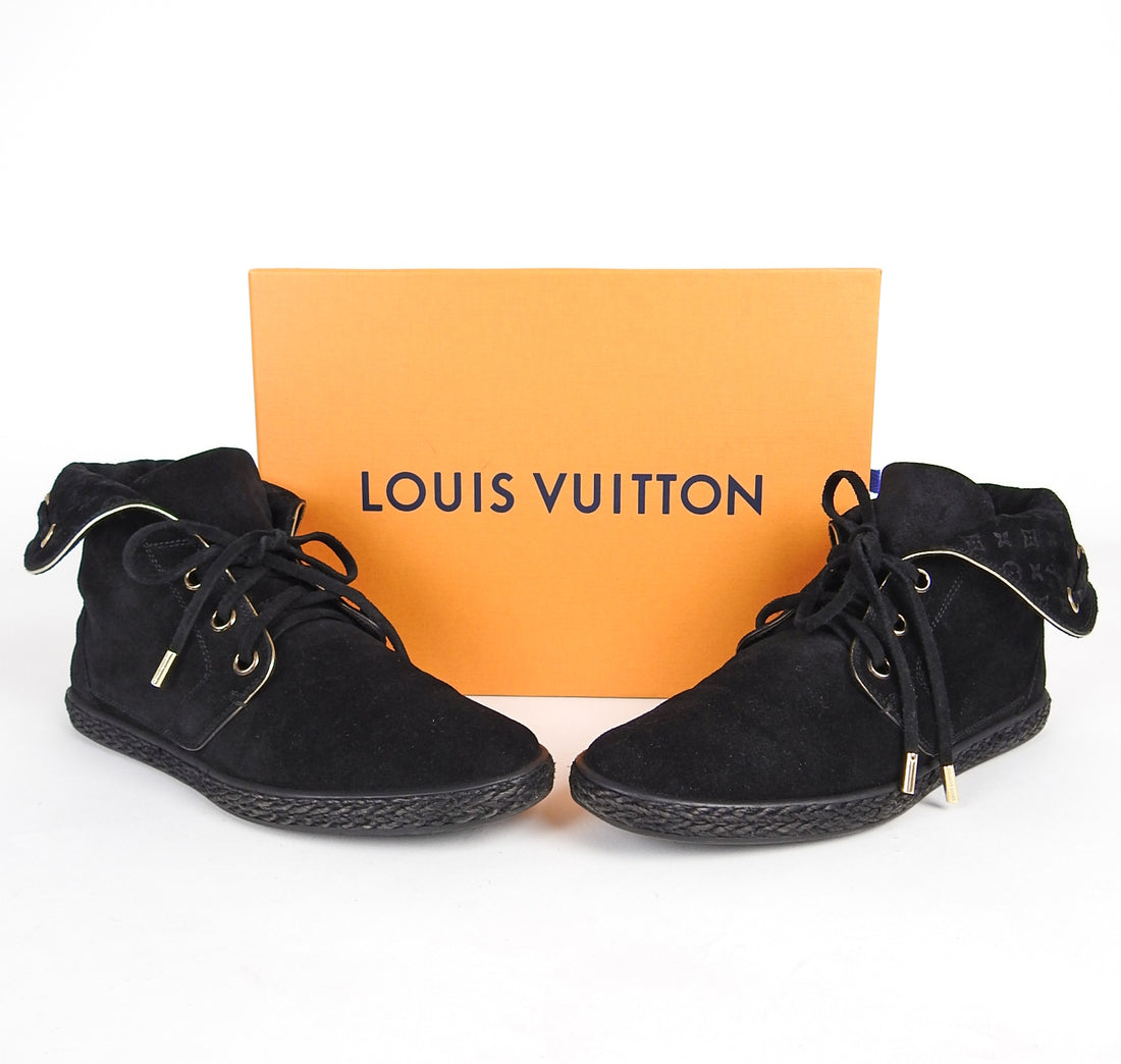 Louis Vuitton Fold Over Suede Ankle Boots