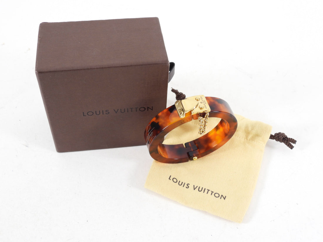Louis Vuitton Tortoise Resin & Gold Vintage Lock Me Bracelet - Buy