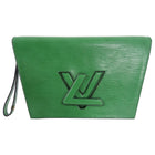 Louis Vuitton Vintage Green Epi Trapeze Twist Clutch Bag 