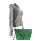 Louis Vuitton Vintage Green Epi Trapeze Twist Clutch Bag 