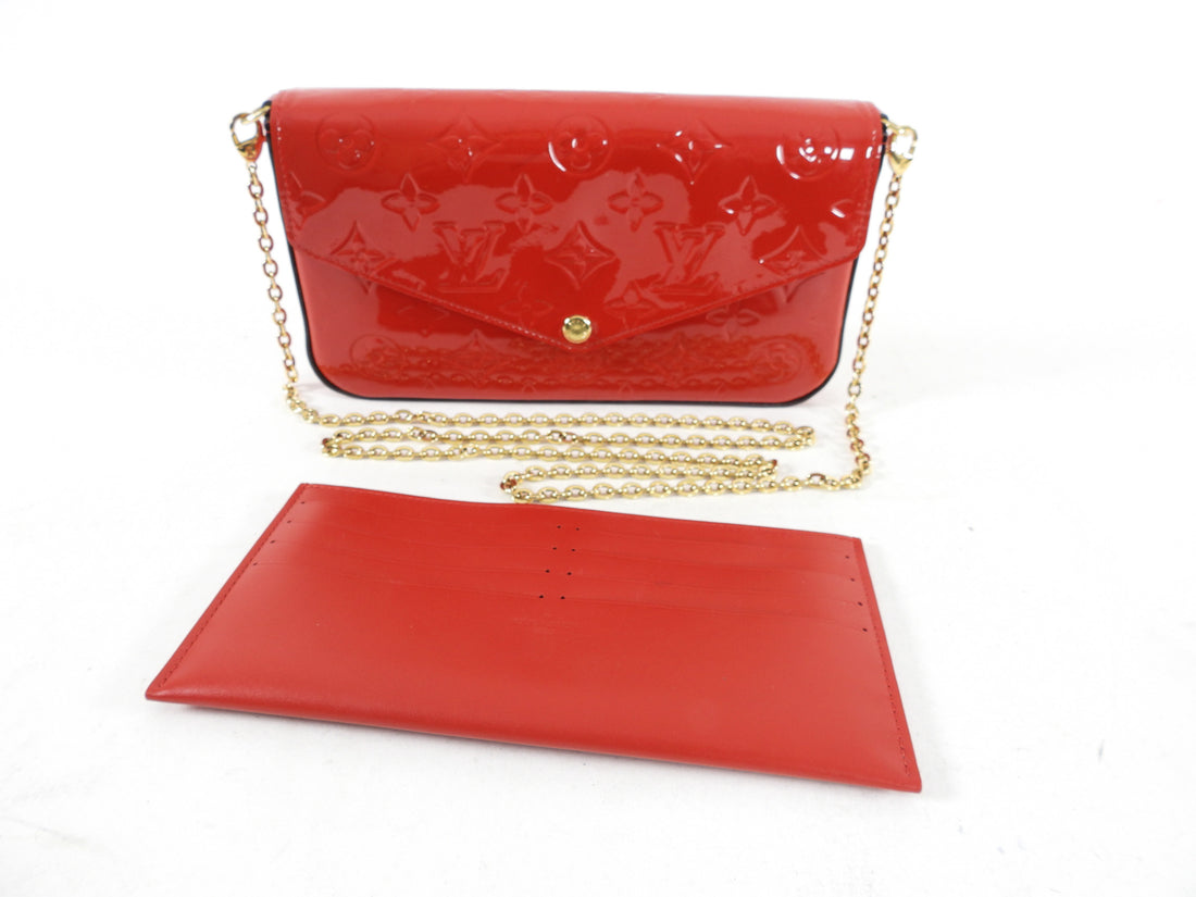 Louis Vuitton Pochette Félicie In Cerise Red Monogram Vernis SOLD