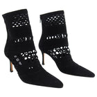 Manolo Blahnik Black Suede Perforated Ankle Boots - 36.5
