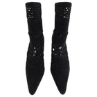 Manolo Blahnik Black Suede Perforated Ankle Boots - 36.5