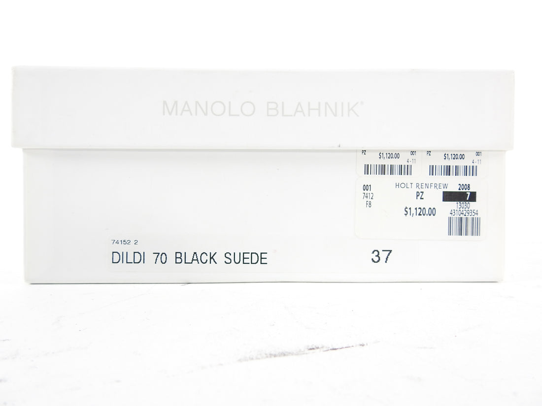 Manolo Blahnik Black Suede Dildi 70mm Ankle Boots - 37