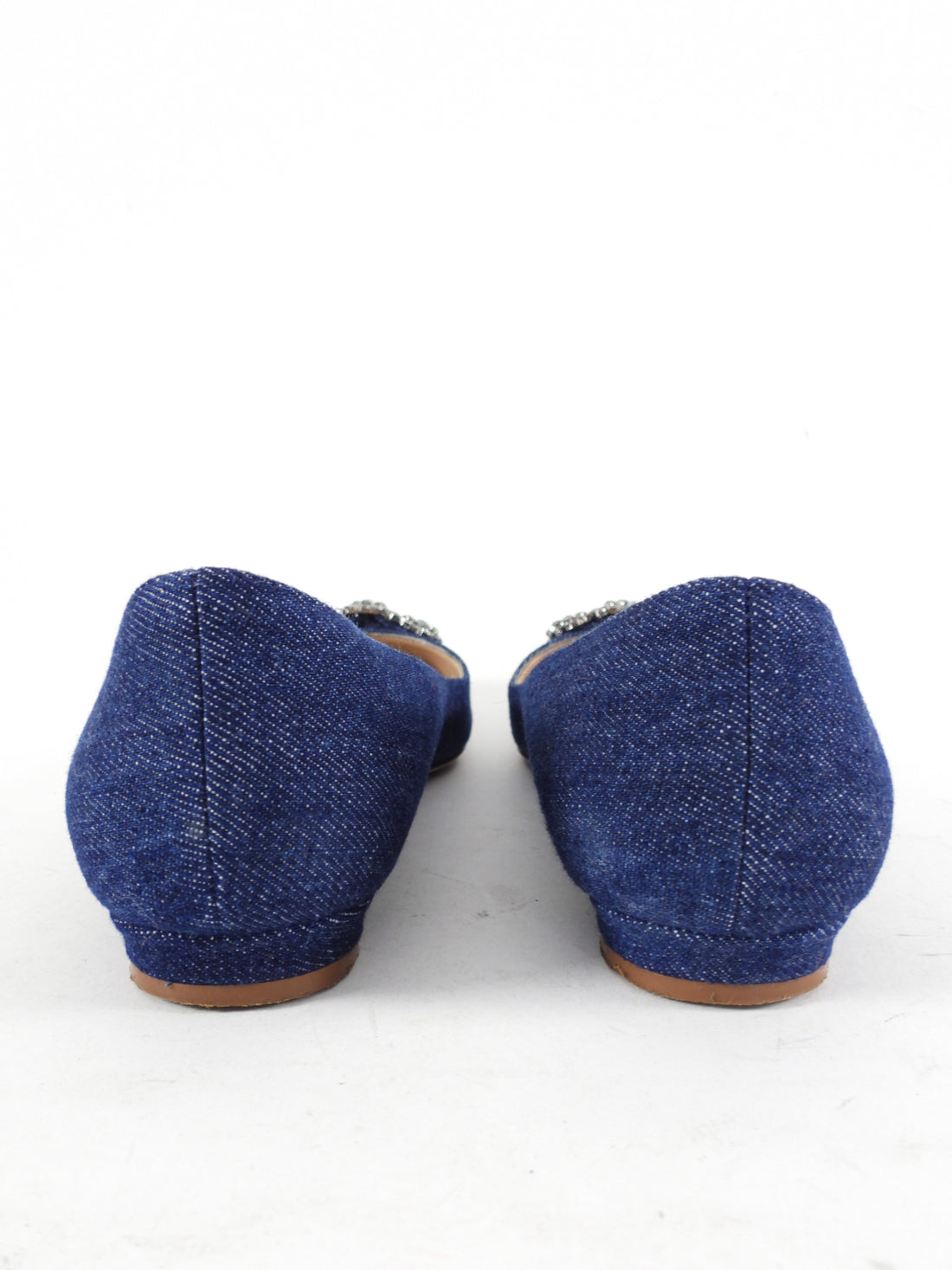 Manolo Blahnik Blue Denim Hangisi Flat Shoes - 37.5