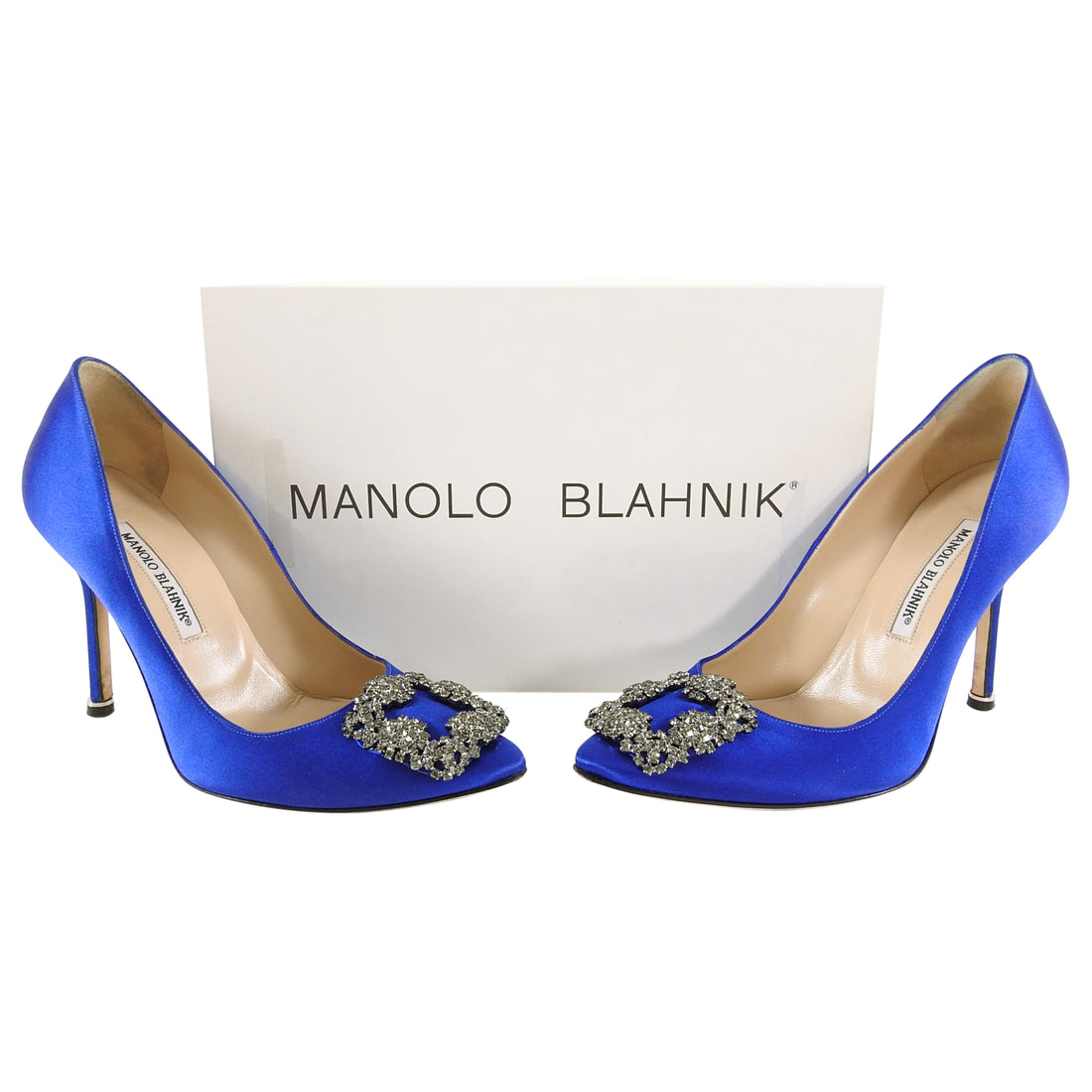 Manolo Blahnik Hangisi Cobalt Blue Jewel Pumps - 37.5