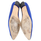Manolo Hangisi Crystal Royal Blue Flat Satin Shoes - 40