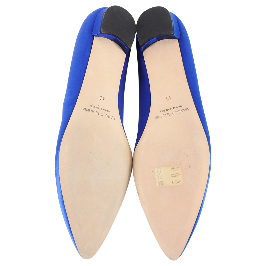 Manolo Blahnik Blue Satin Hangisi Crystal Flat Shoes - 43