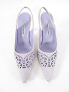 Manolo Blahnik Lilac Purple Perforated Suede Slingback 90mm Heels - 40