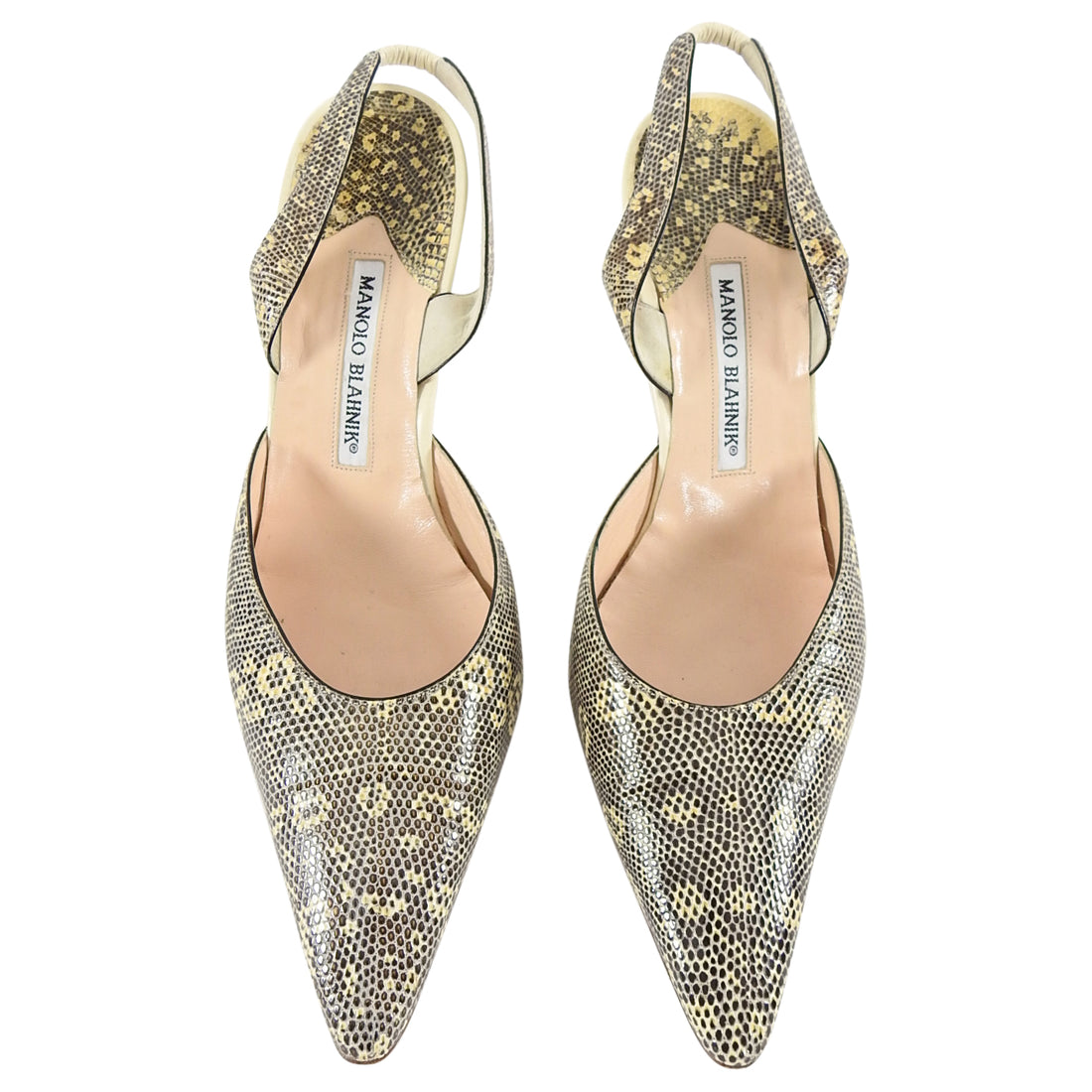 Manolo Blahnik, Shoes, Manolo Blahnic Lizard Hand Made Sparkle Slingback  Pump