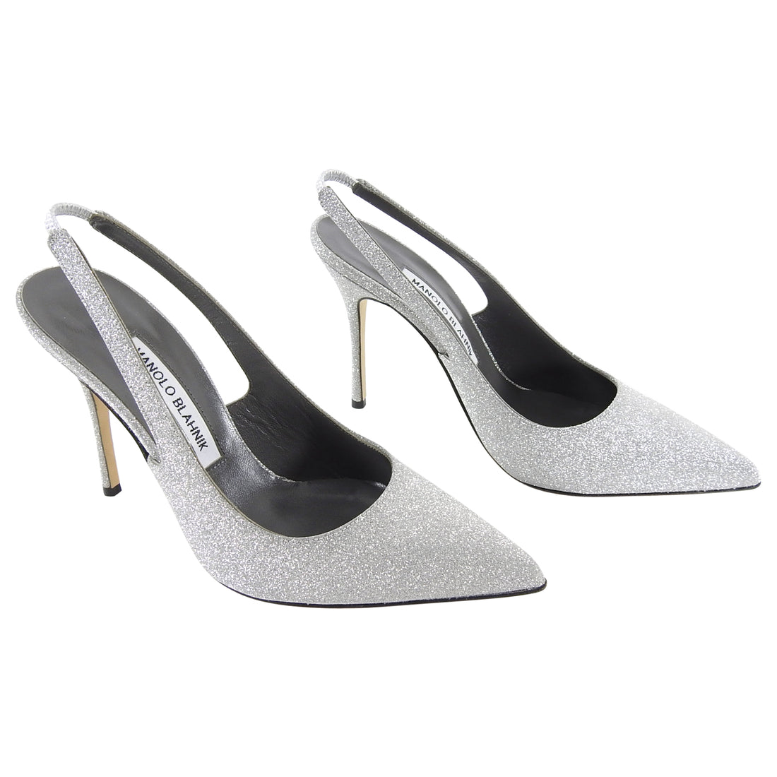 Auth Spa - Dịch Vụ Spa Túi Xách, Giày Dép Authentic Tại HCM. Manolo Blahnik Silver Glitter Allura 105 Slingback Heels - 37 – I MISS YOU VINTAGE