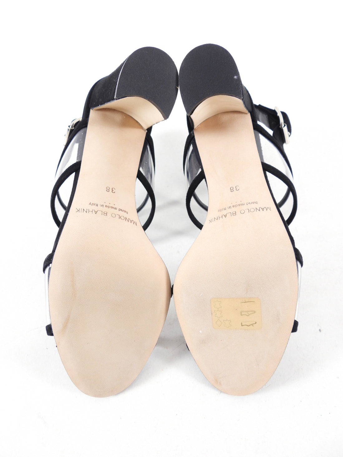 Manolo Blahnik Black Suede and Clear Heels - USA 7.5
