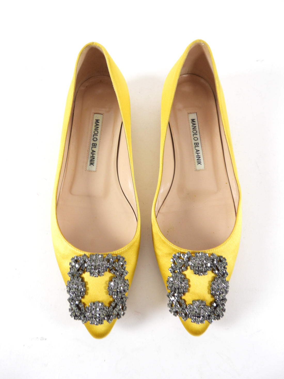 Manolo Blahnik Mustard Yellow Satin Hangisi Flat Shoes - USA 6