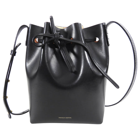 Mansur Gavriel Black Mini Drawstring Bucket Bag