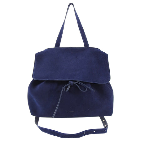 Mansur Gavriel Navy Blue Suede Shoulder Drawstring Bucket Bag