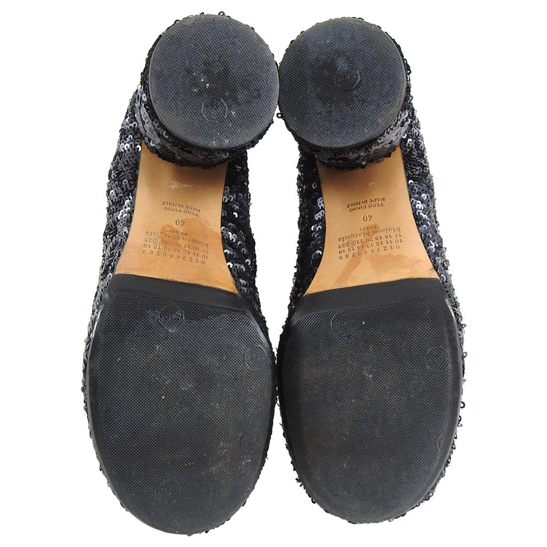 Maison Martin Margiela Black Sequin Disco Ankle Boots - 40