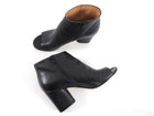 Maison Margiela Black Block Heel Peep Toe Leather Booties - 37
