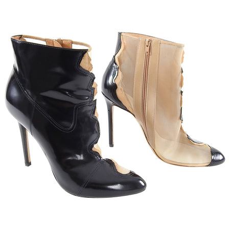 Maison Margiela Nude and Black Half Mesh Ankle Boots - 40