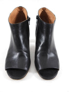 Maison Margiela Black Heel Peep Toe Leather Booties - 37