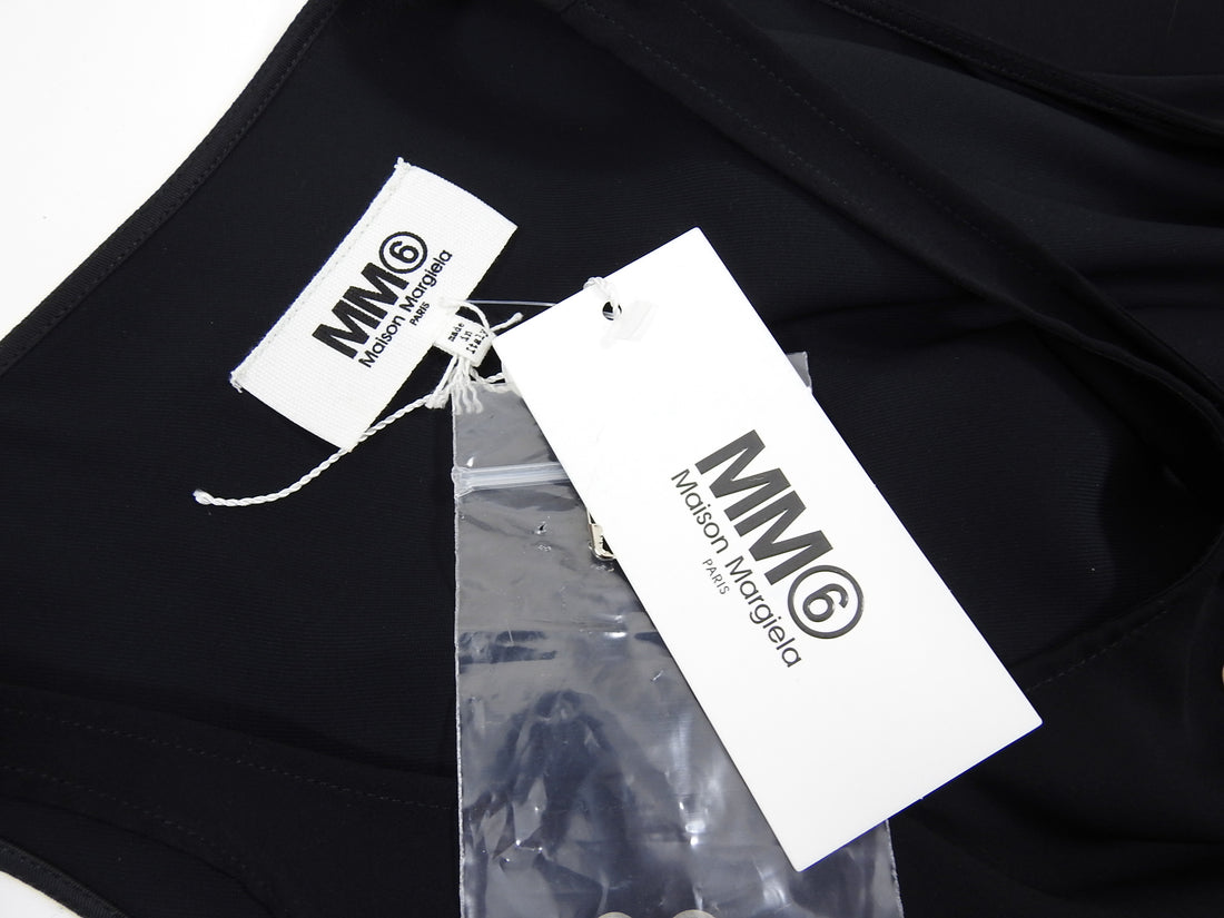 MM6 Maison Margiela Black Asymmetrical Snap Tank Dress - 2
