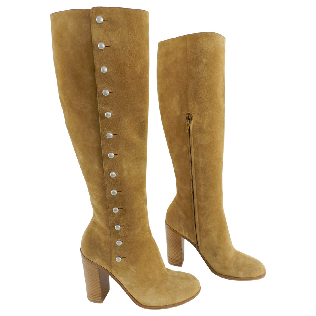 Margiela Tan Suede Buttoned Tall Boots - 40