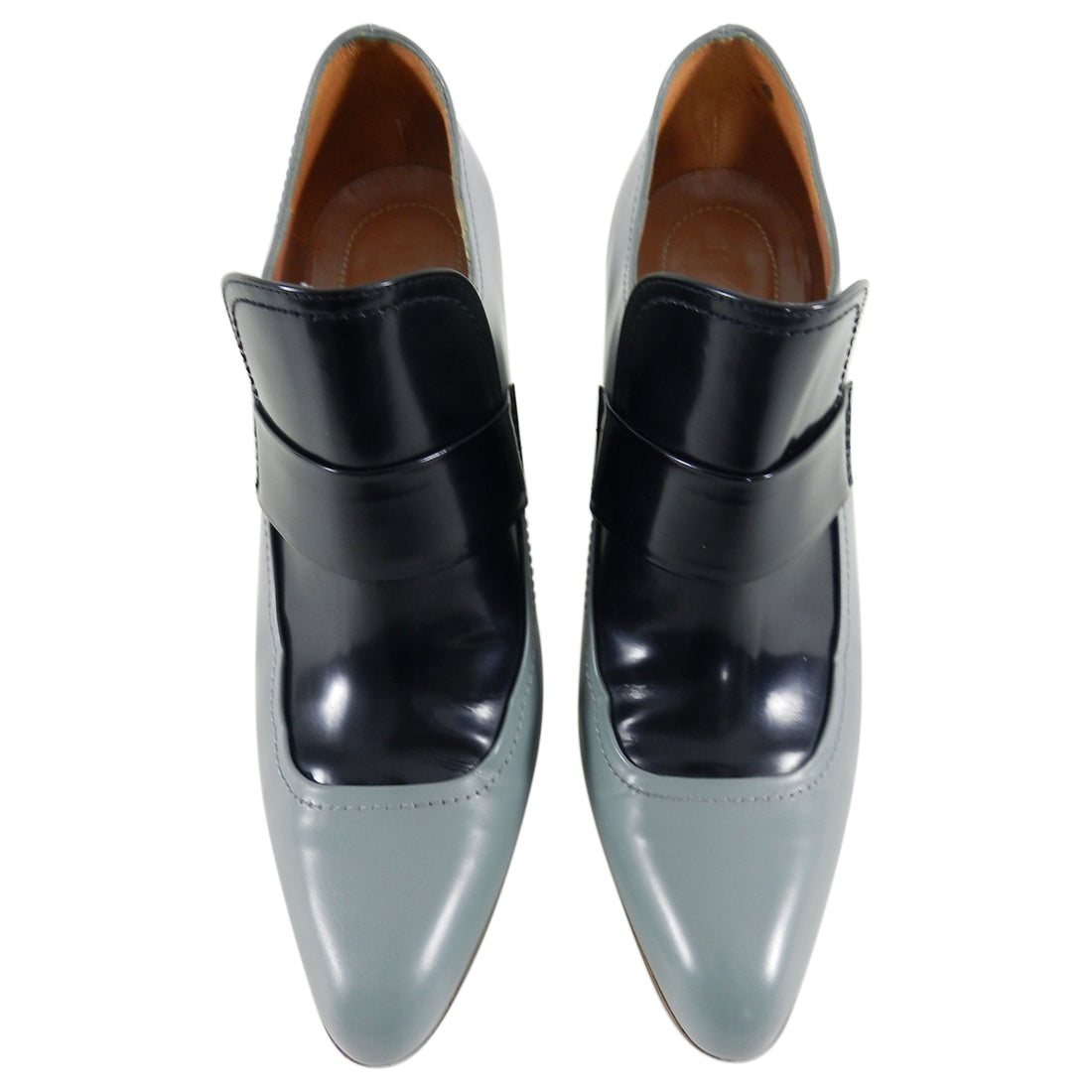 Marni Two Tone Blue and Black Slip on Chunky Heel Loafer - 40