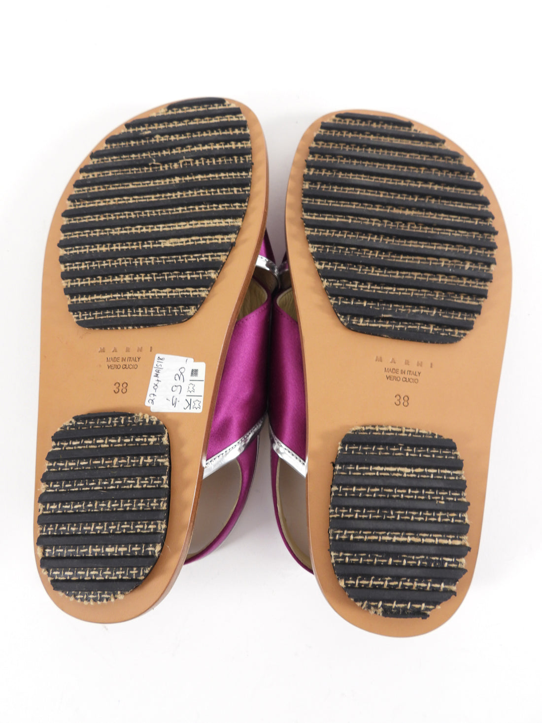 Marni Fuchsia Satin Flat Cross Sandals - USA 7.5
