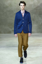 Marni Navy Blue Double Knit Textured Blazer Jacket with White Buttons