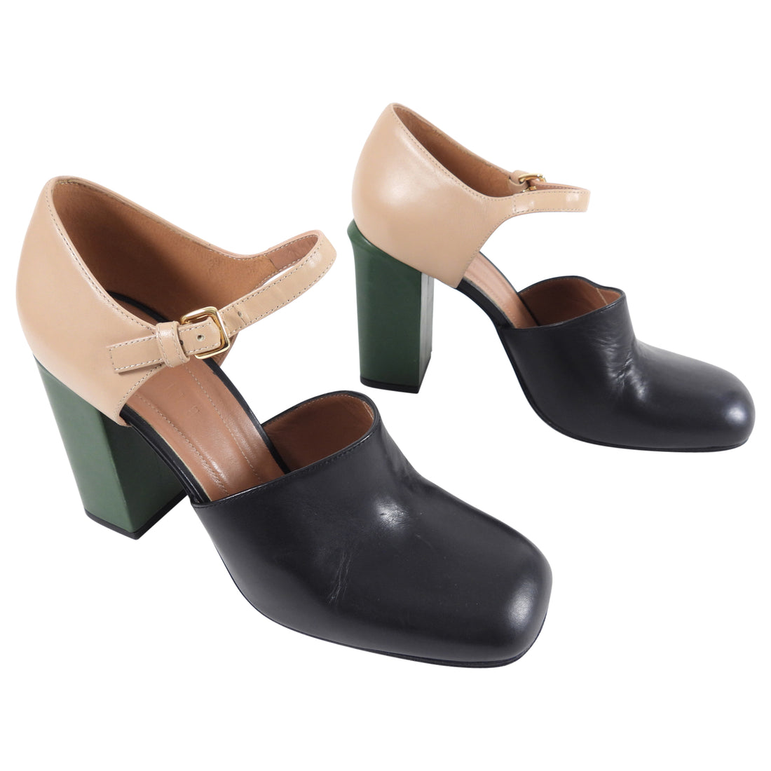 Marni Tricolor Block Heel Shoes - 39