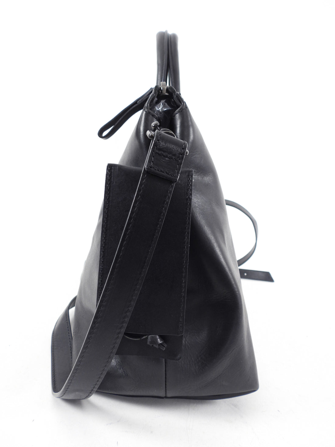 Marsell Black Leather Two-Way Bag