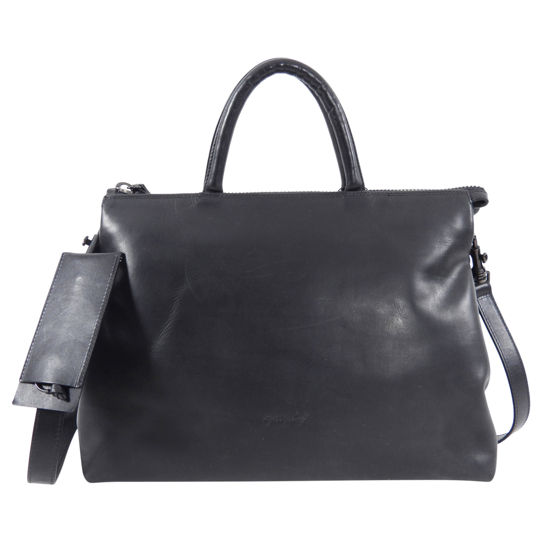 Marsell Black Leather Two-Way Bag