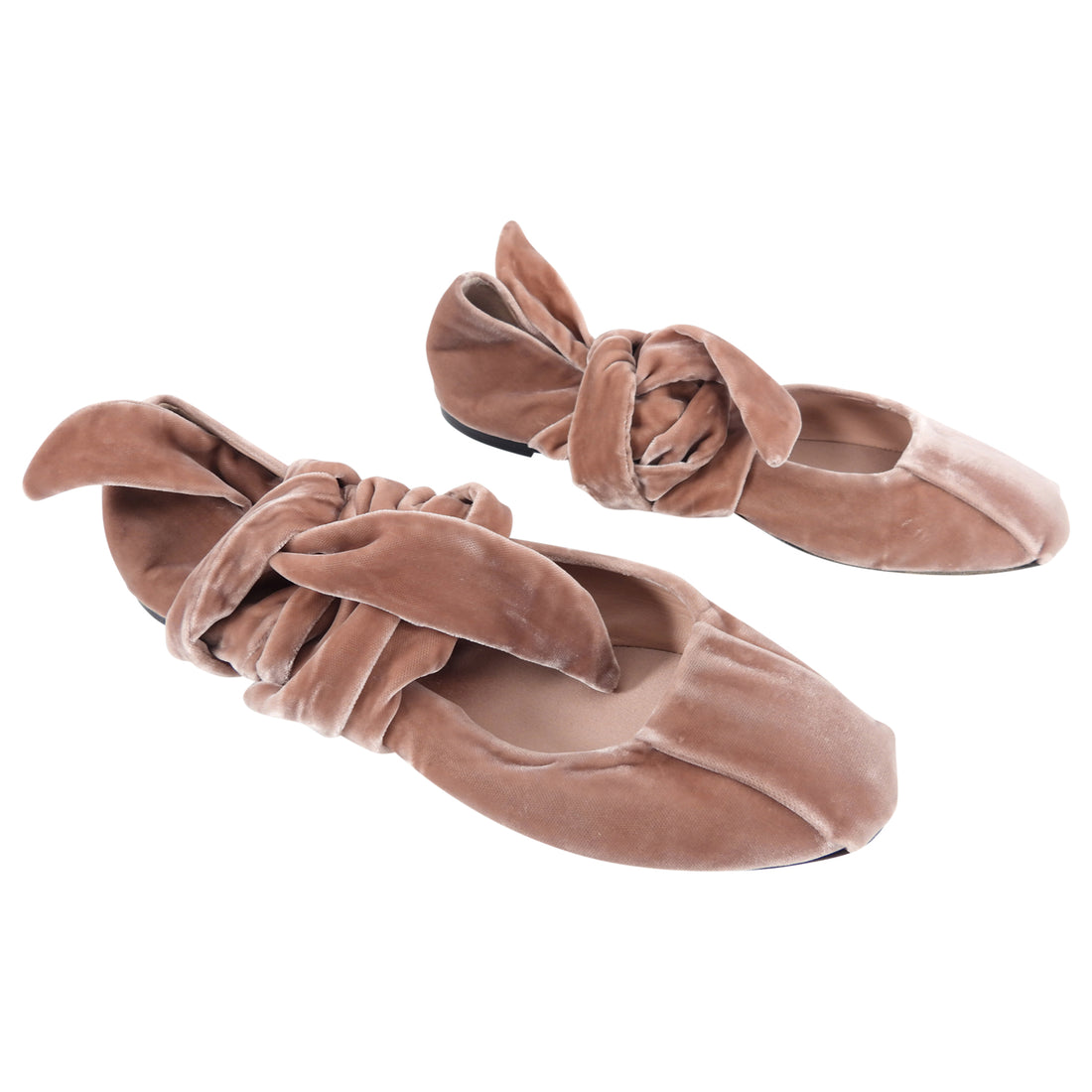 Max Mara Velvet Ballet Flat Wrap Around Shoes - 39.5