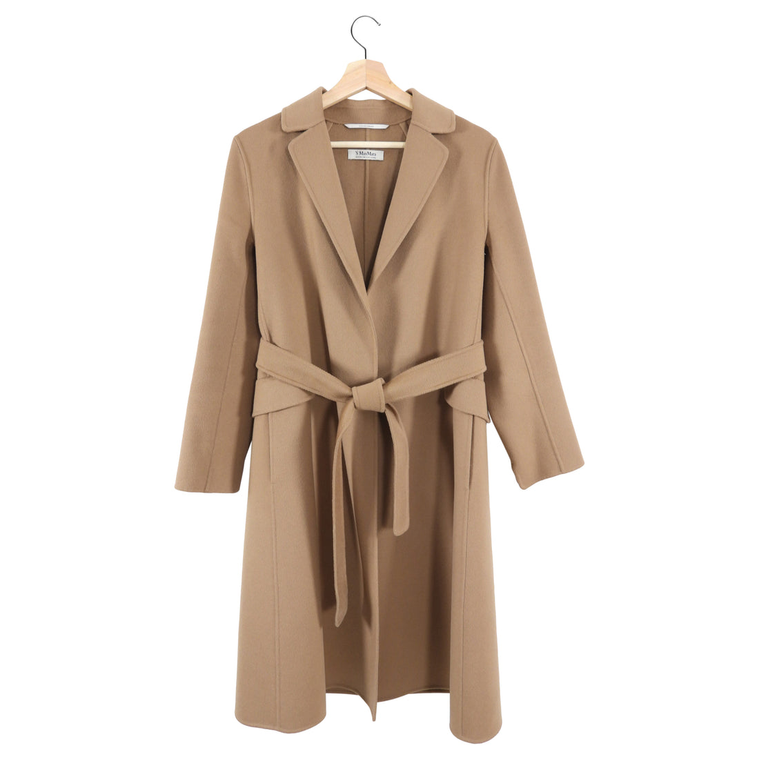 ‘S Max Mara Tan Wool Double Faced Belted Coat - IT38 / USA 2 / 4