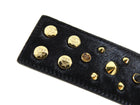 MCM Black Calf Hair Gold Stud Leather Cuff Bracelet