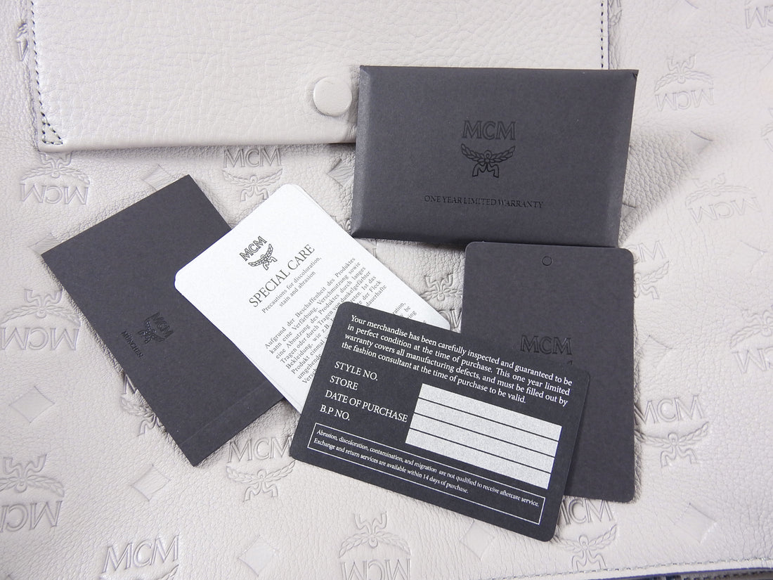 MCM Klara Hobo Large in Grey Logo Imprinted Leather