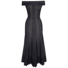 Alexander McQueen Black Lace Jacquard Knit Off Shoulder Dress