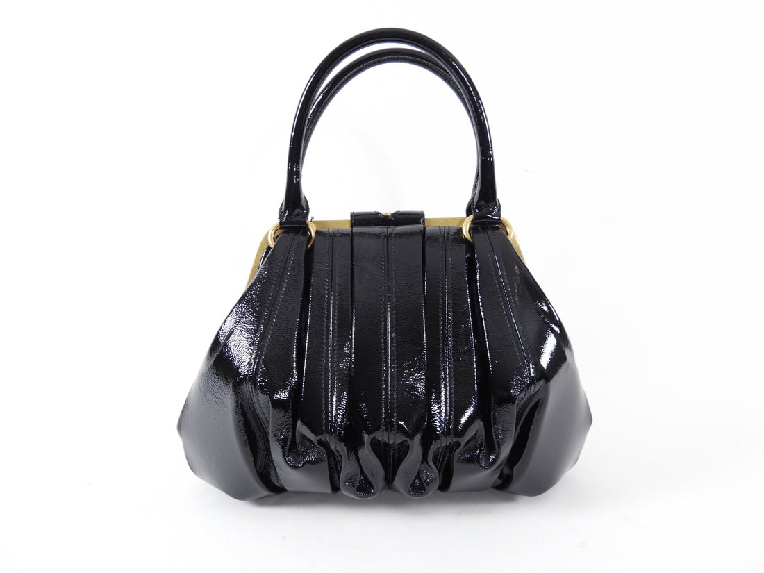 Alexander McQueen Black Patent Elvie Handbag